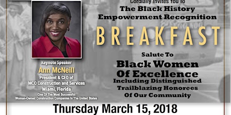 2018 Black History Breakfast: Salute To Black Women of Excellence primary image