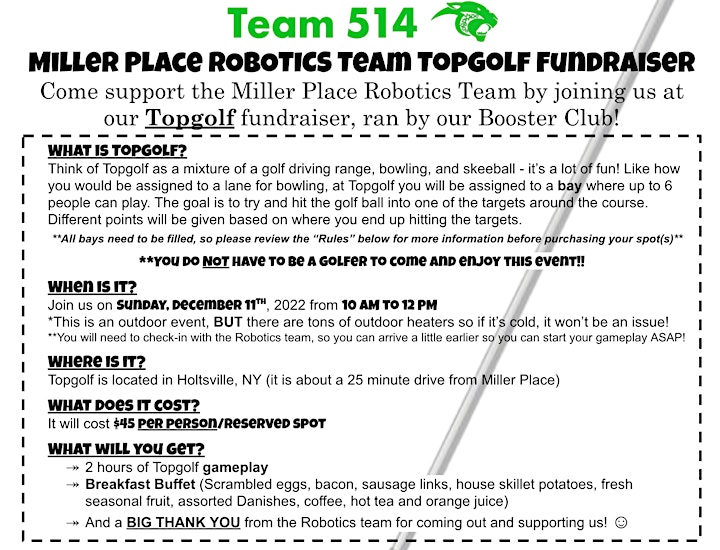 Miller Place Robotics Top Golf Fundraiser image
