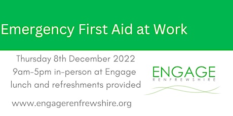 Emergency First Aid at Work (Certificated) - only open to Engage Members primary image