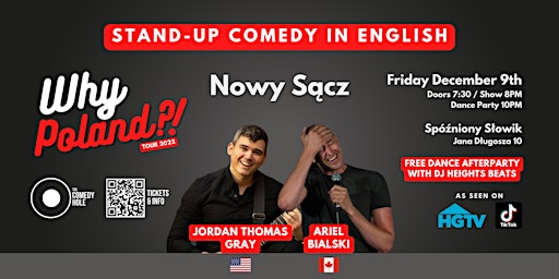 Nowy Sącz: "Why Poland?!" Standup Comedy in ENGLISH plus FREE Dance Party