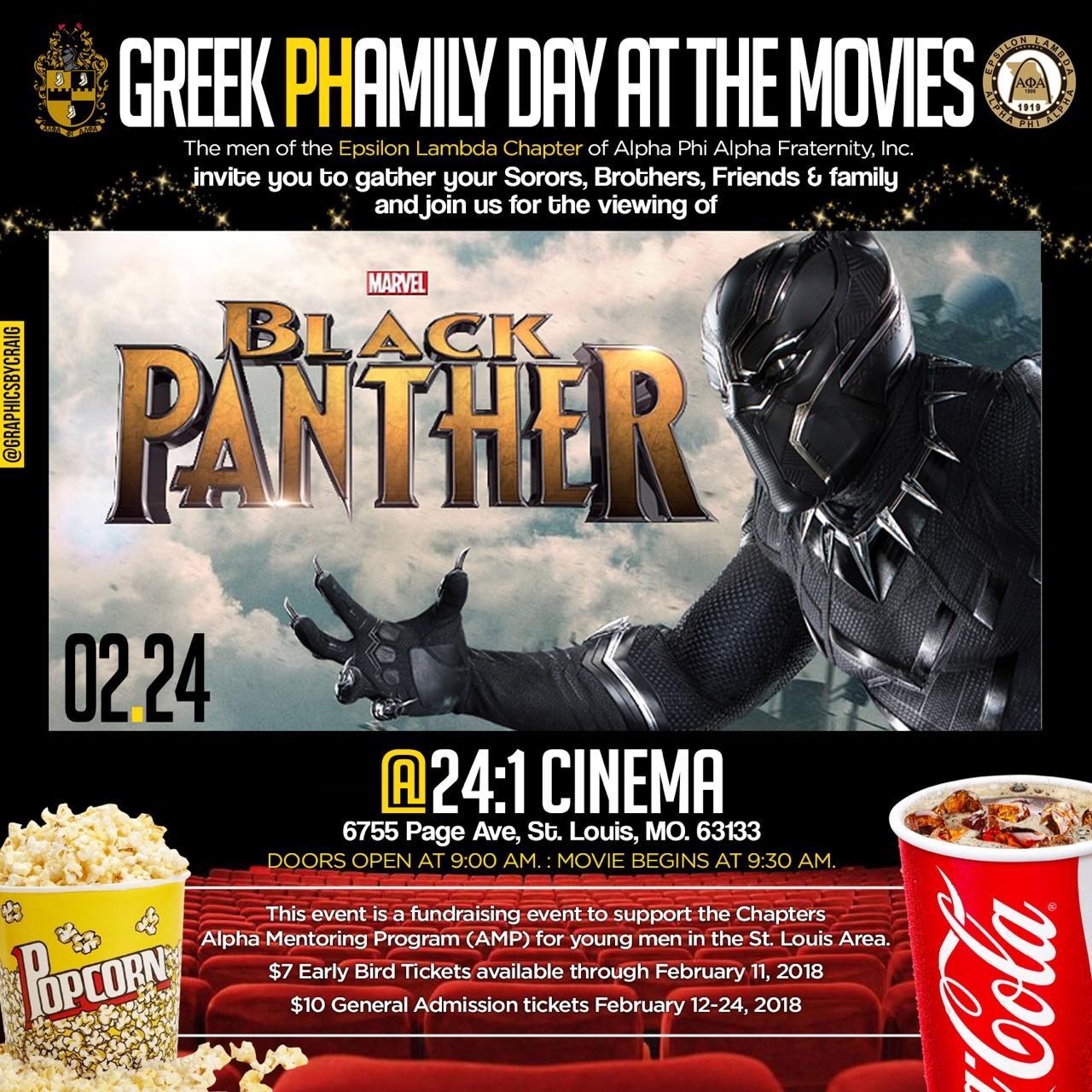 The Epsilon Lambda Chapter of Alpha Phi Alpha Fraternity presents Greek PHamily Day at the Movies