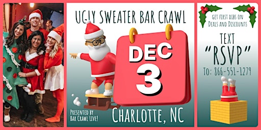 Primaire afbeelding van Official Ugly Sweater Bar Crawl Charlotte, NC Bar Crawl LIVE