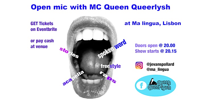 Spoken word Open Mic with MC Queen Queerlysh: image