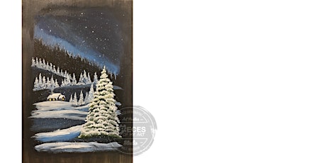 Snowy Mountain Cabin, painted on Wood