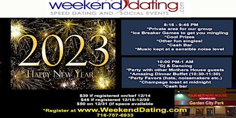 Long Island New Years Eve Singles Party- MUST Arrive before 9:30 PM