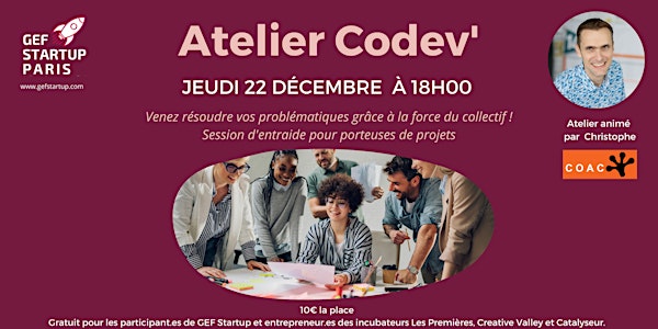 Atelier Codev'  pour entrepreneur.es - 22 Déc.