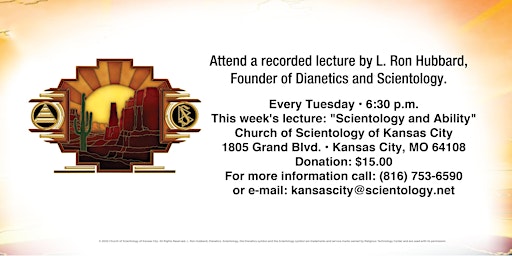 You are invited to a recorded lecture - "Scientology and Ability"