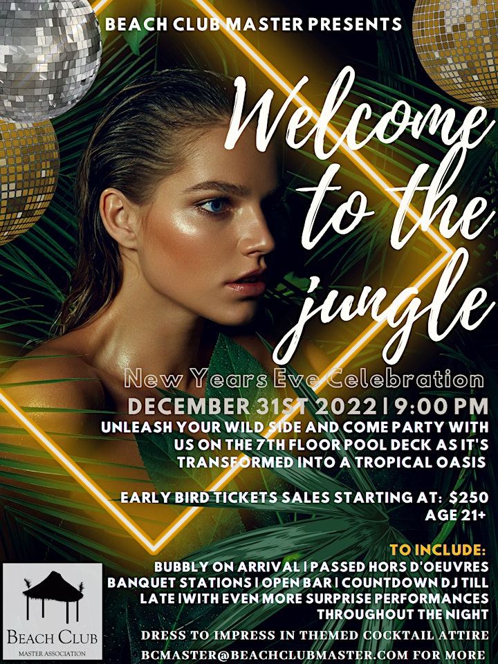 Beach Club  Presents: Party in The Jungle New Years Eve Celebration image
