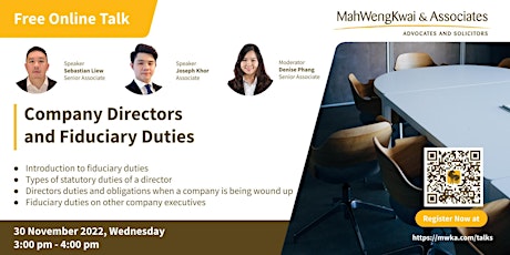 MWKA Online Talk: Company Directors and Fiduciary Duties