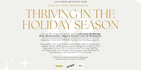 lululemon Bethesda Row  presents "Thriving in the Holiday Season"
