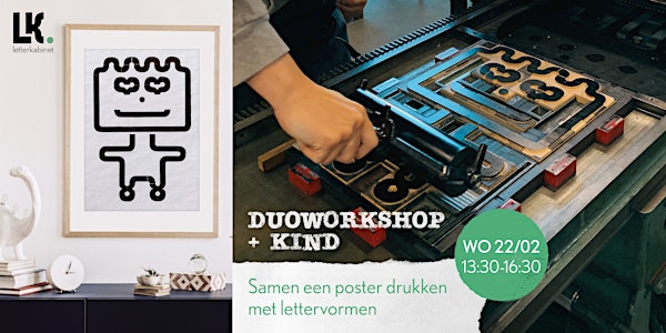 Duoworkshop met kind: Samen een poster drukken met lettervormen