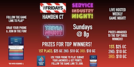 Trivia Game Night | SIN Sundays - TGI Fridays Hamden CT