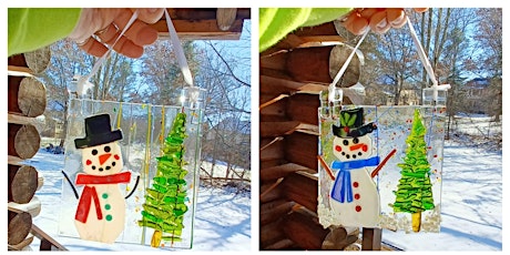 Happy Snowman Fused Glass Wall Hanging - Garden City