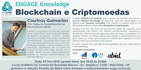 Imagem principal do evento 1º ENGAGE Knowledge 2018 - Blockchain e Criptomoedas
