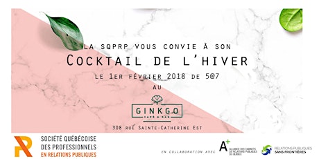 Cocktail SQPRP 1er février 2018 au Ginkgo Café & Bar primary image