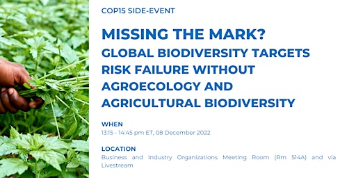 Missing the Mark? Biodiversity Targets Risk Failure without Agroecology