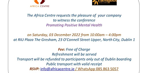Africa Centre National Conference`; Promoting Positive Mental Health