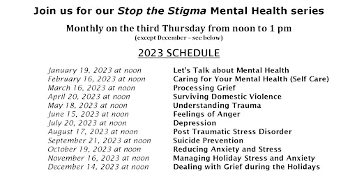 Stop the Stigma: Caring for Your Mental Health (Self Care) primary image
