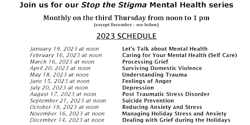 Stop the Stigma: Reducing Anxiety and Stress primary image
