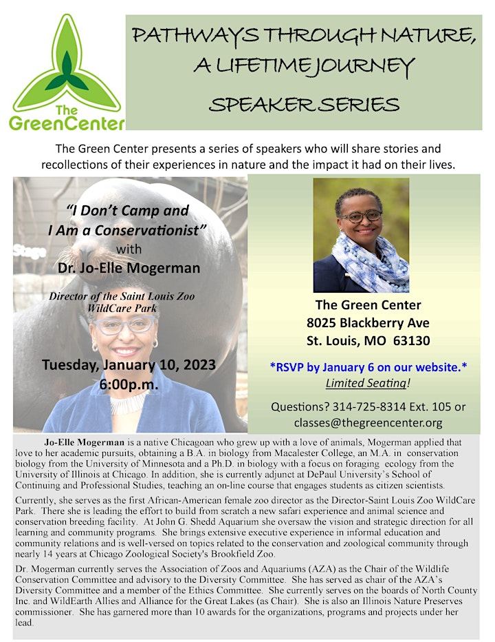 Speaker Series at The Green Center with Dr. Jo-Elle Mogerman image