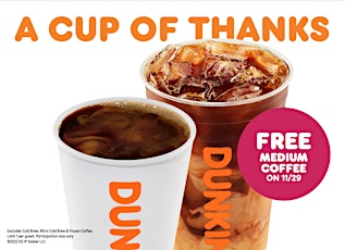 Dunkin’ Offers a Free “Cup of Thanks” to Florida Residents this Giving Tues