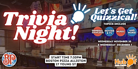 Wednesday Trivia at Boston Pizza (Alliston)