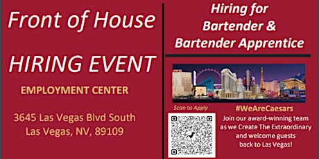Bartender and Bartender Apprentice Hiring Event