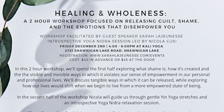 Image principale de Healing & Wholeness: Releasing the guilt, shame, & emotions that disempower