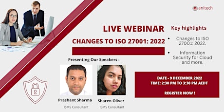 Anitech's Live Webinar on 'Changes to ISO 27001:2022'