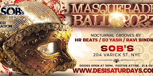 Desi New Years Party : Bollywood Style Masquerade Ball @ SOB's NYC