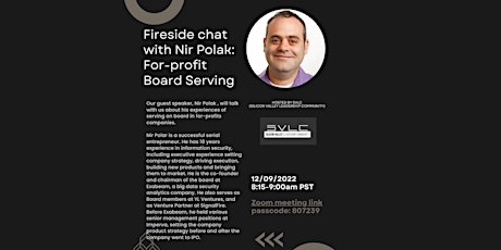 Fireside chat with Nir Polak: For-profit Board Serving