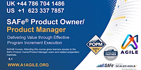 POPM, Product Owner/Manager, SAFe 5.1 Certification,Remote Training, 27/28