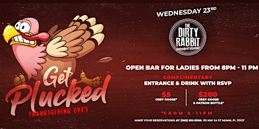 LADIES O﻿PEN BAR // GUYS FREE ENTRANCE & DRINK // THANKSGIVING EVE primary image