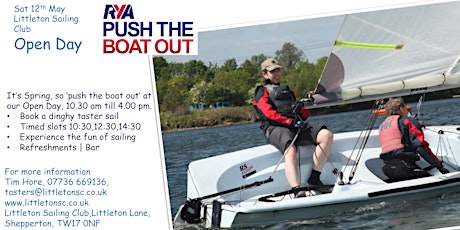Littleton Sailing Club Open Day (12 May Session 2 12:30-14:00) primary image
