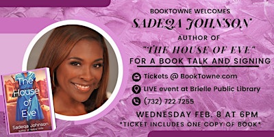 BookTowne Welcomes Sadeqa Johnson Author of  The House of Eve