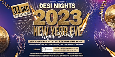 NYE 2023 at Queen's Manor -  GTA's biggest Bollywood & Bhangra NYE Party