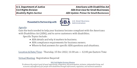 Americans with Disabilities Act ADA Overview for Small Businesses