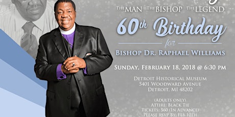 Celebrating Bishop Dr. Raphael Williams 60th Birthday primary image