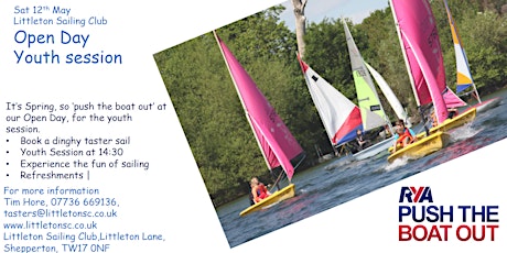 Littleton Sailing Club Open Day YOUTH SAILING (12 May, 14:30-16:00) primary image
