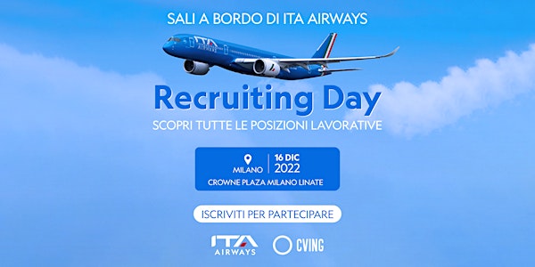 Sali a bordo di ITA Airways. Recruiting Day - Assistenti di volo