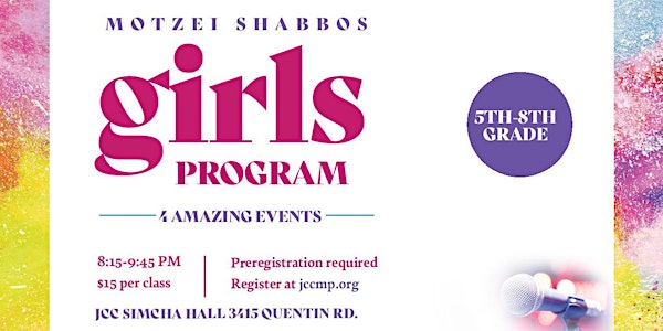 JCC Motzei Shabbos Girls Program 2022-2023