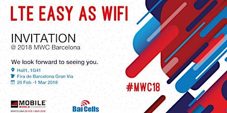 Baicells Exhibit at MWC 2018 at Stand Hall 1, 1G41 primary image