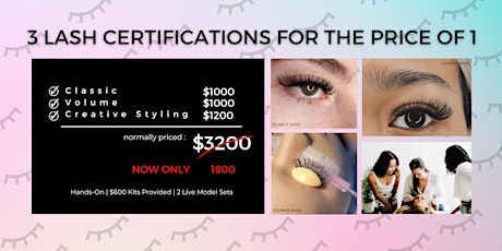 Hands-On Lash Extension Training! 3 Certifications for the Price of 1