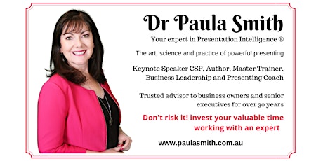 Presentation Skills - Public Speaking Master Class with Dr Paula Smith CSP primary image