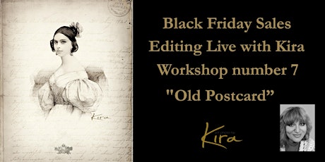 Photoshop Editing tutorial 7. Black Friday sale. Image "Old Postcard".