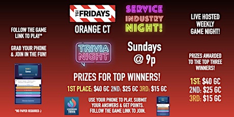 Trivia Game Night | SIN Sundays - TGI Fridays Orange CT
