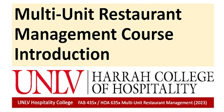Multiunit Restaurant Management Course Intro Webinar at UNLV