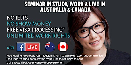 FREE Webinar in Study, Work & Migrate to Australia & Canada primary image