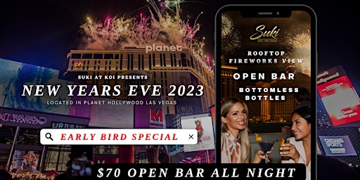 New Years Eve Open Bar ($70 Limited) | FIREWORKS Las Vegas Strip View!