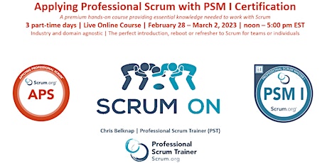 Scrum.org Applying Professional Scrum  -  Feb 28 thru Mar 2, 2023